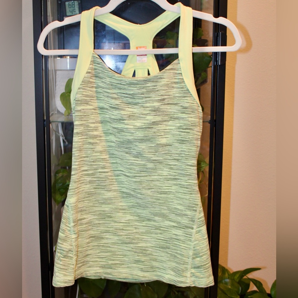 Lucy Yellow and Green Fitted Cut Out Tank Top